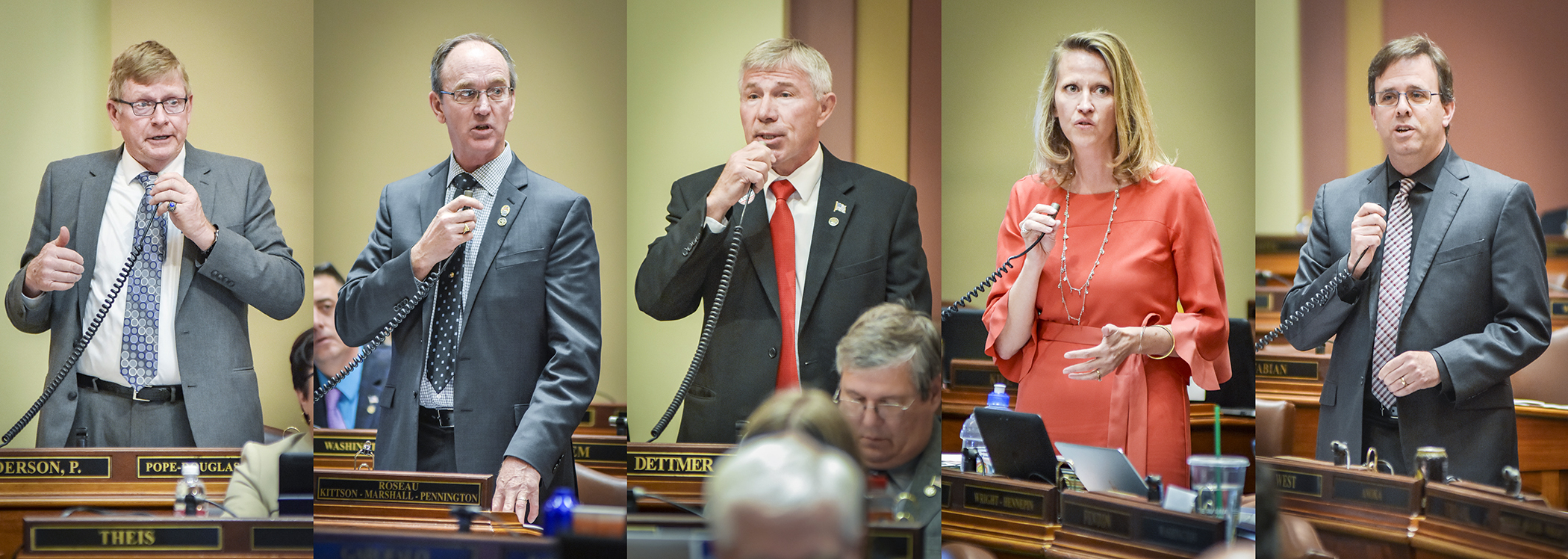 Committee and division chairs introduce their respective sections of the omnibus supplemental finance bill Thursday. Photos by Andrew VonBank